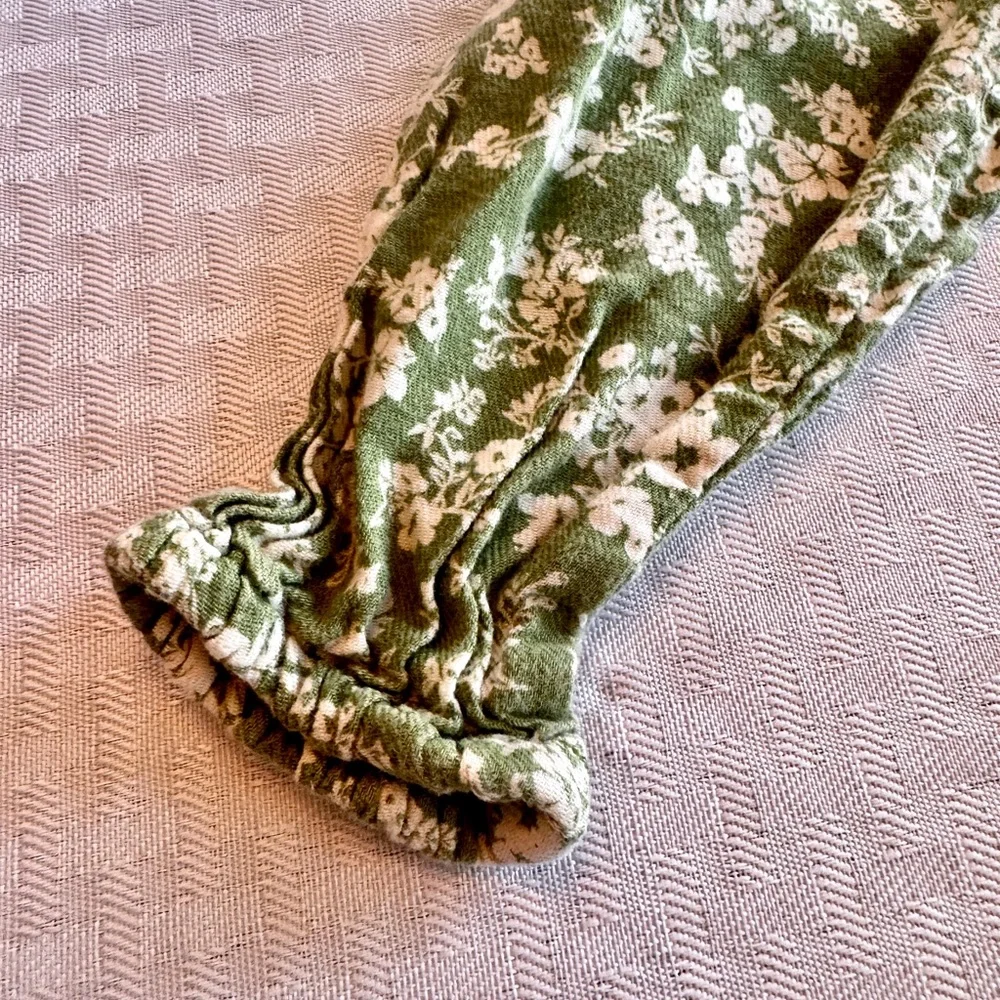 Victory Heart Girls Sage Green Floral Tiered Boho Cottagecore Dress Size 6